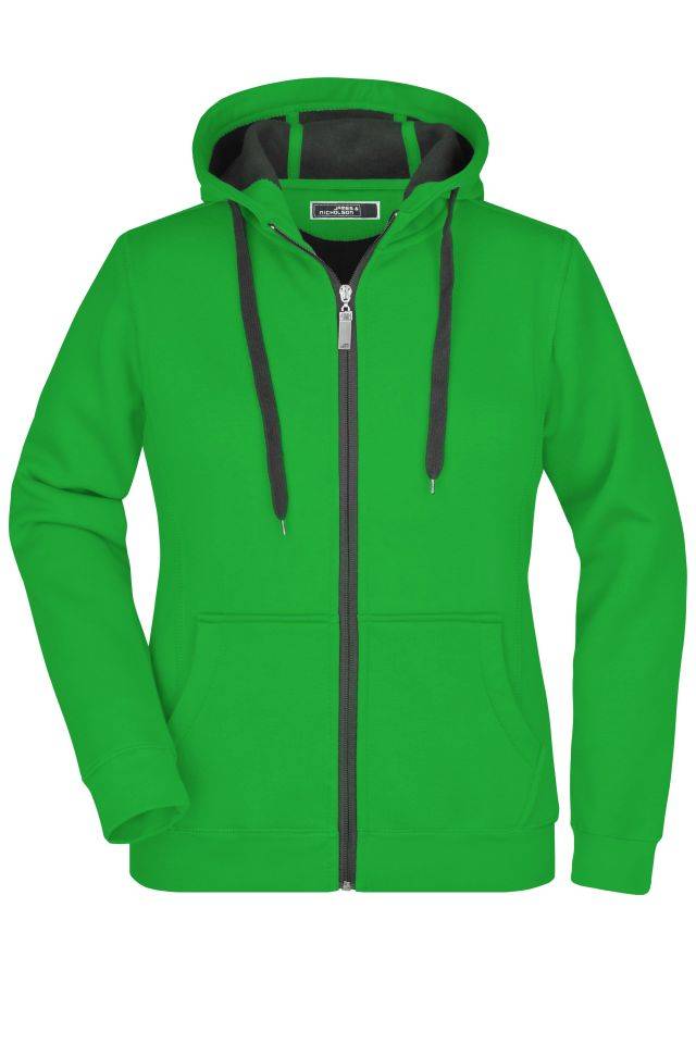 Ladies' Doubleface Jacket Sportive Jacke mit Kapuze grün/grau, Gr. XXL