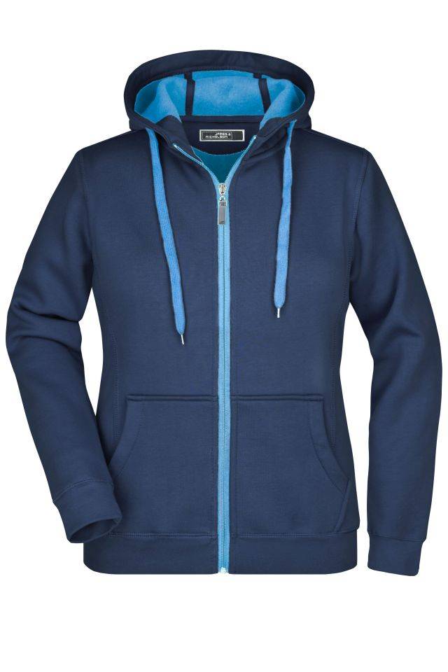 Ladies' Doubleface Jacket Sportive Jacke mit Kapuze blau, Gr. M