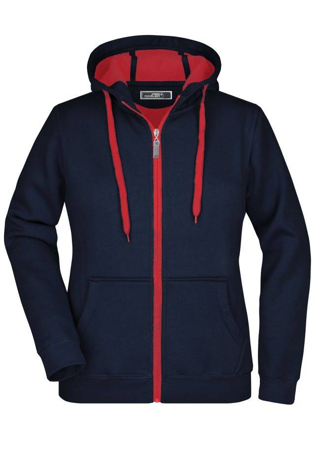 Ladies' Doubleface Jacket Sportive Jacke mit Kapuze rot/blau, Gr. S