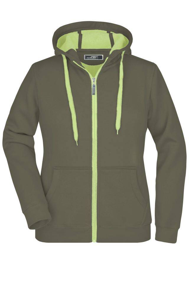 Ladies' Doubleface Jacket Sportive Jacke mit Kapuze grün/braun/oliv, Gr. XXL
