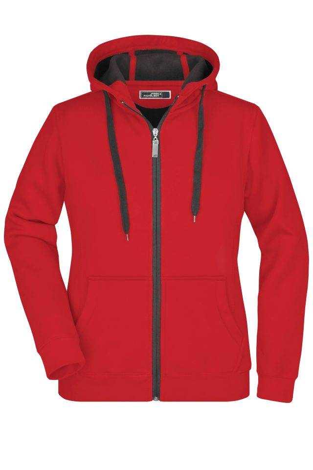 Ladies' Doubleface Jacket Sportive Jacke mit Kapuze rot/grau, Gr. L