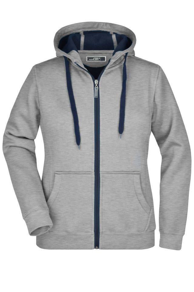 Ladies' Doubleface Jacket Sportive Jacke mit Kapuze blau/grau, Gr. S