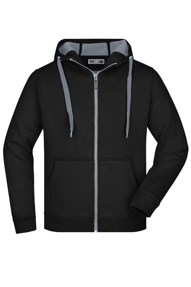 Men's Doubleface Jacket Sportive Jacke mit Kapuze schwarz/grau, Gr. M