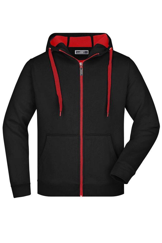 Men's Doubleface Jacket Sportive Jacke mit Kapuze schwarz/rot, Gr. S
