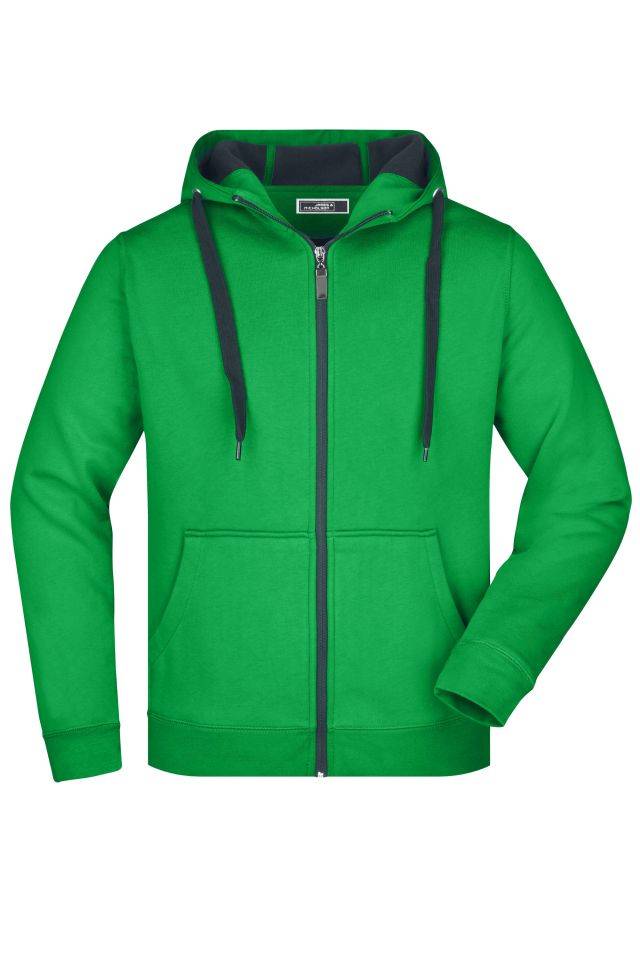 Men's Doubleface Jacket Sportive Jacke mit Kapuze grün/grau, Gr. 3XL