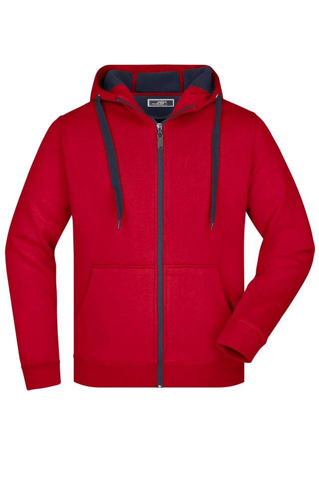 Men's Doubleface Jacket Sportive Jacke mit Kapuze rot/grau, Gr. L