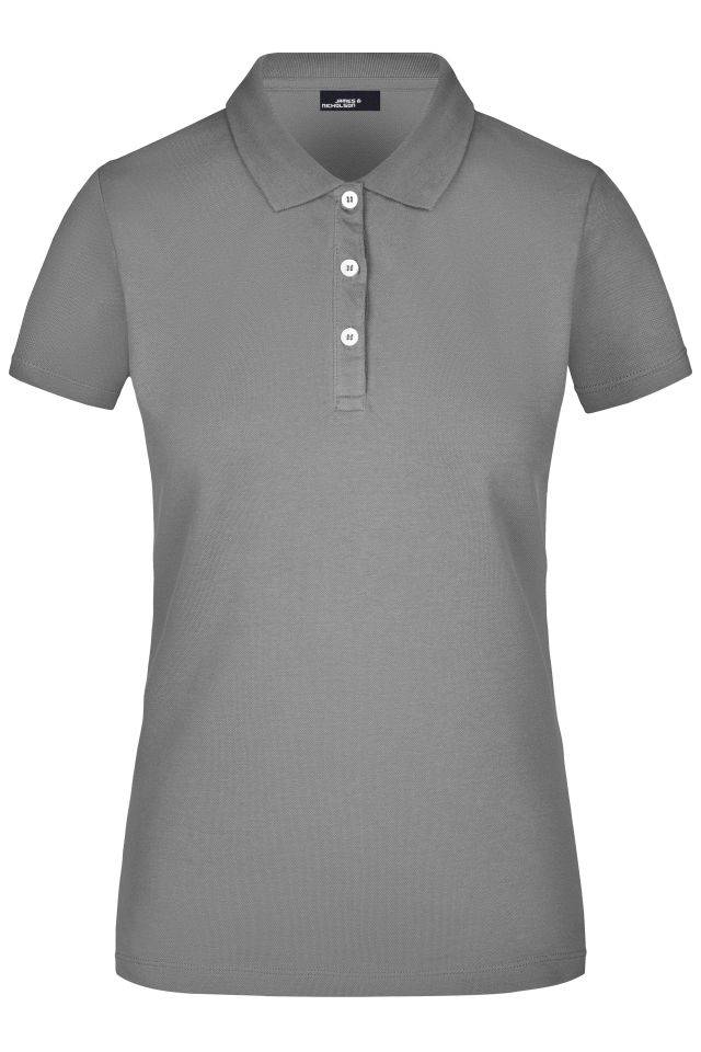 Ladies' Elastic Piqué Polo Kurzarm Damen Poloshirt mit hohem Tragekomfort grau, Gr. XL