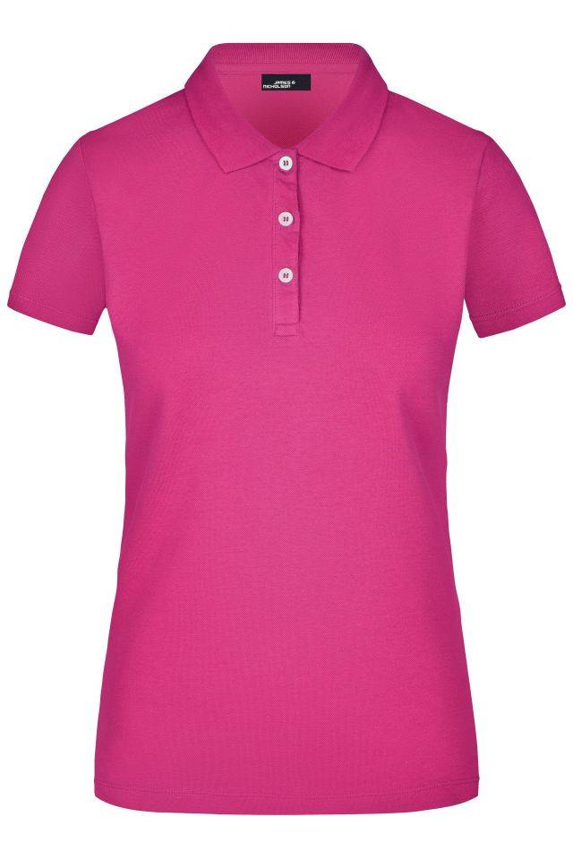 Ladies' Elastic Piqué Polo Kurzarm Damen Poloshirt mit hohem Tragekomfort pink, Gr. L