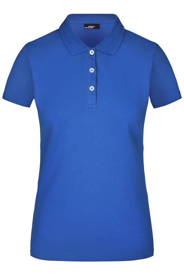 Ladies' Elastic Piqué Polo Kurzarm Damen Poloshirt mit hohem Tragekomfort blau, Gr. S