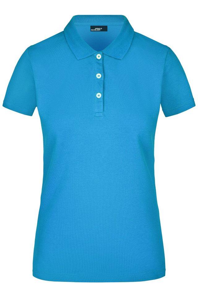 Ladies' Elastic Piqué Polo Kurzarm Damen Poloshirt mit hohem Tragekomfort blau, Gr. L