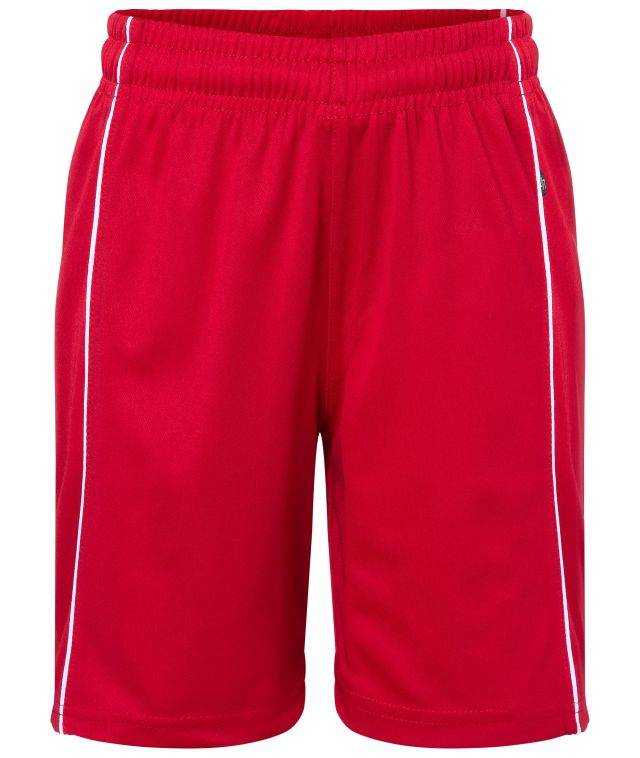 Basic Team Shorts Junior Funktionelle Teamshorts ohne Innenslip weiß/rot, Gr. M