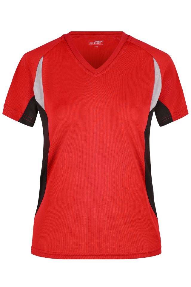 Ladies' Running-T Atmungsaktives Laufshirt schwarz/rot, Gr. M