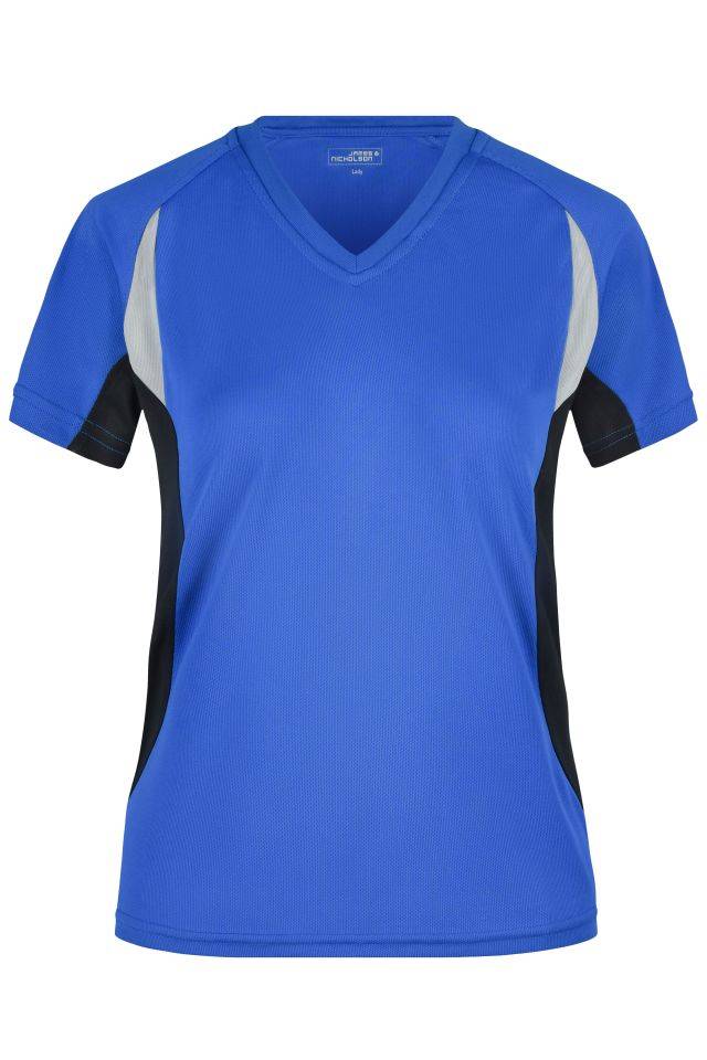 Ladies' Running-T Atmungsaktives Laufshirt schwarz/blau, Gr. L
