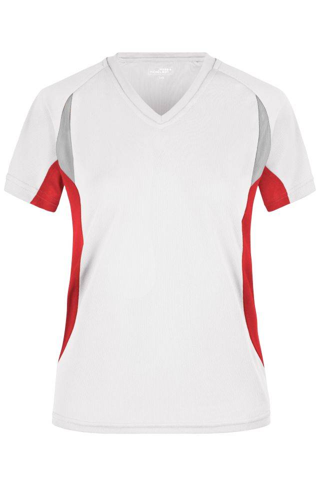 Ladies' Running-T Atmungsaktives Laufshirt weiß/rot, Gr. M