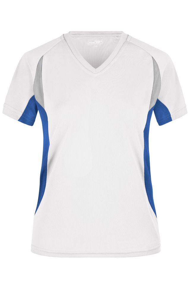 Ladies' Running-T Atmungsaktives Laufshirt weiß/blau, Gr. S