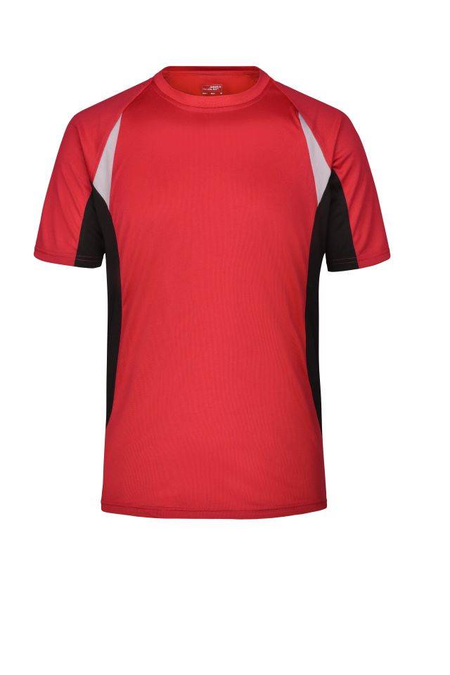 Men's Running-T Atmungsaktives Laufshirt schwarz/rot, Gr. M