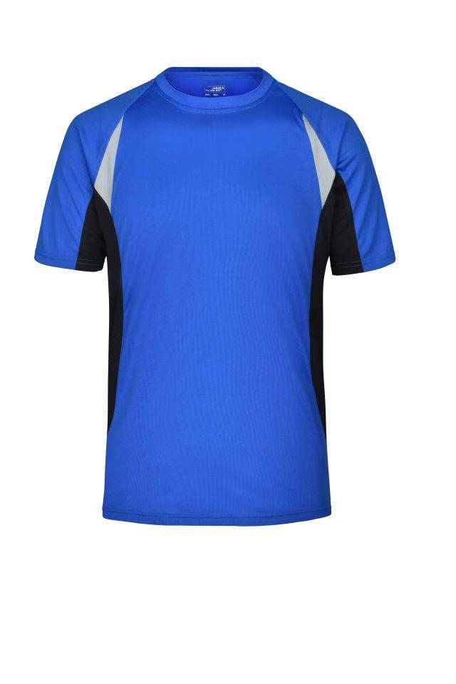 Men's Running-T Atmungsaktives Laufshirt schwarz/blau, Gr. S