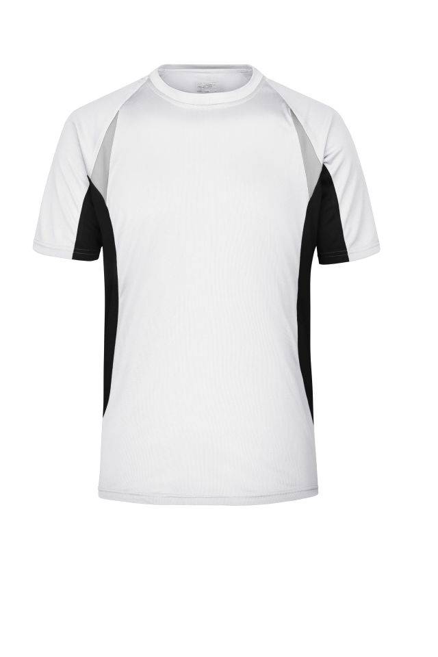 Men's Running-T Atmungsaktives Laufshirt weiß/schwarz, Gr. M