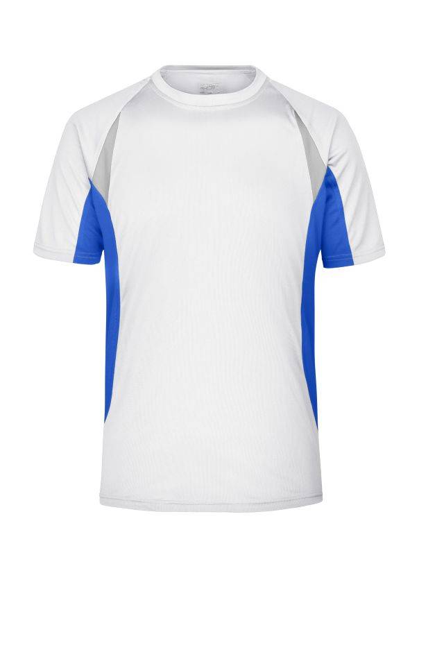 Men's Running-T Atmungsaktives Laufshirt weiß/blau, Gr. M