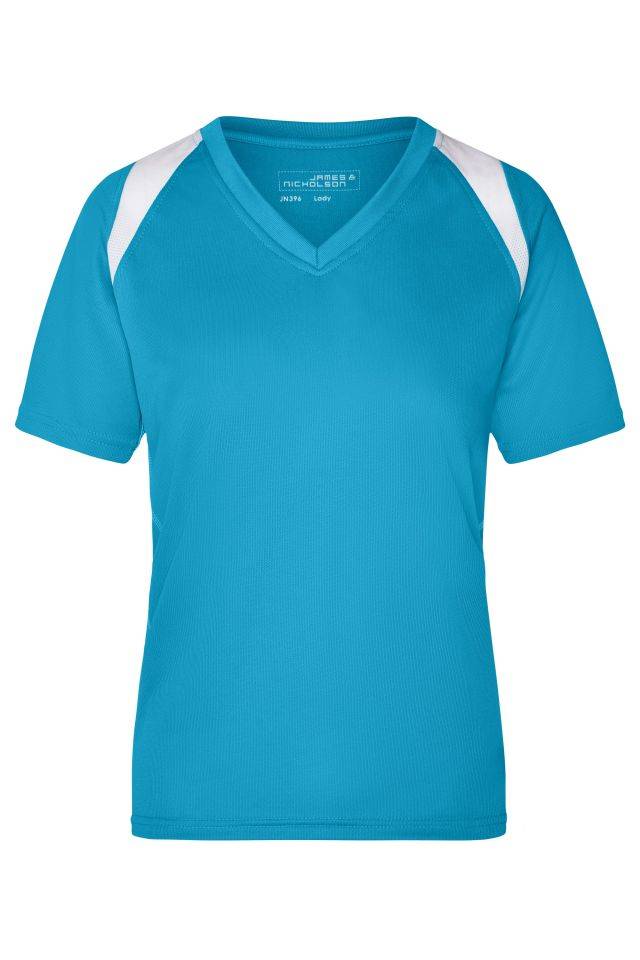 Ladies' Running-T Atmungsaktives Laufshirt weiß/blau, Gr. S