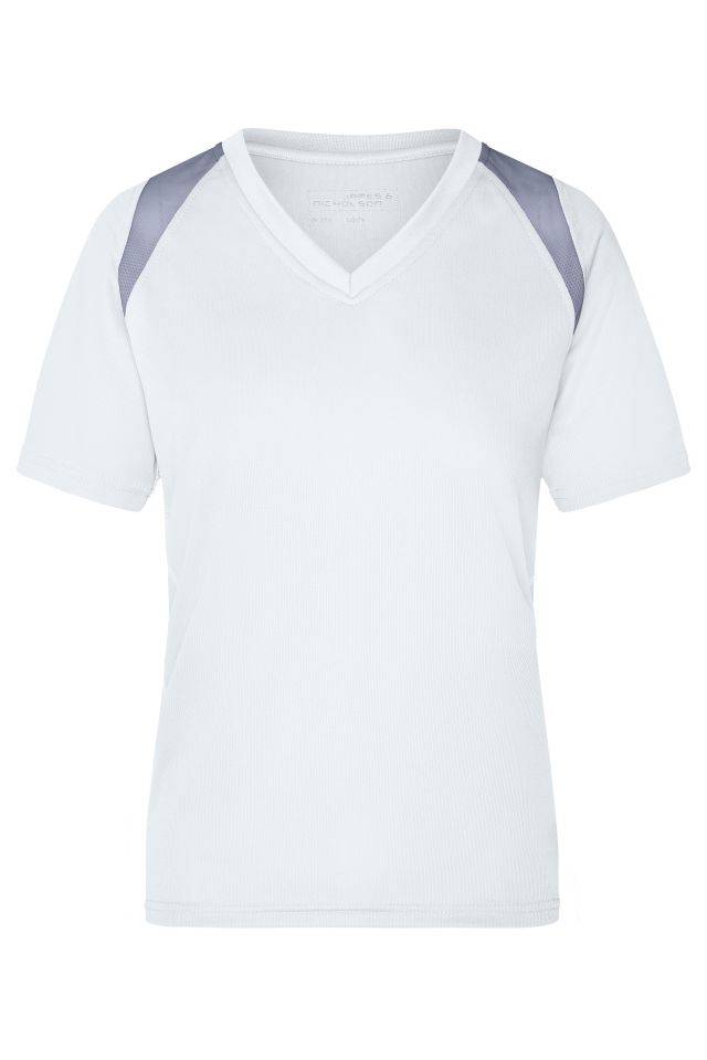 Ladies' Running-T Atmungsaktives Laufshirt weiß/grau, Gr. S