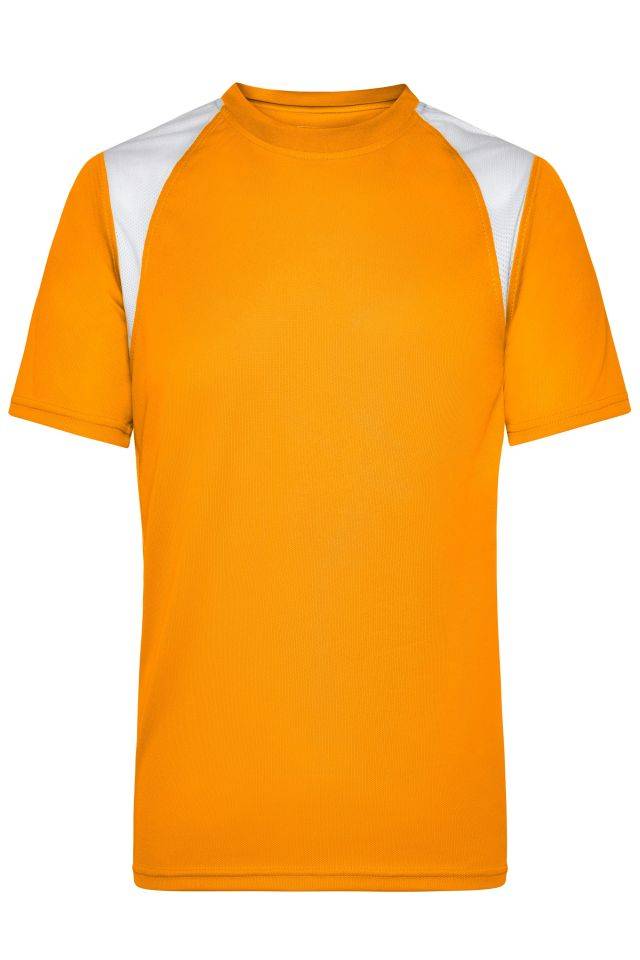 Men's Running-T Atmungsaktives Laufshirt weiß/orange, Gr. S