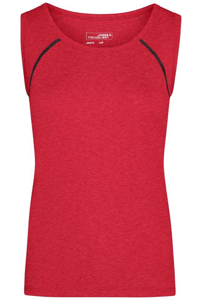 Ladies' Sports Tanktop Funktions-Top für Fitness und Sport rot/grau, Gr. L