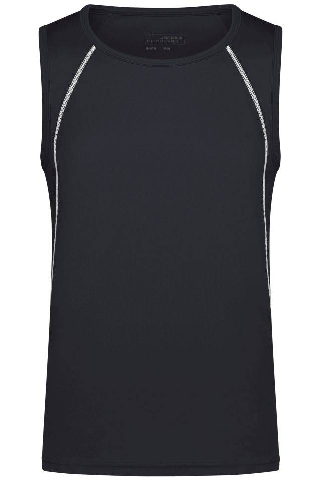 Men's Sports Tanktop Funktions-Top für Fitness und Sport weiß/schwarz, Gr. XXL