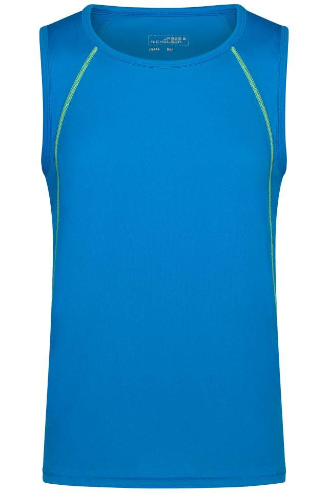 Men's Sports Tanktop Funktions-Top für Fitness und Sport blau/gelb/neon, Gr. S