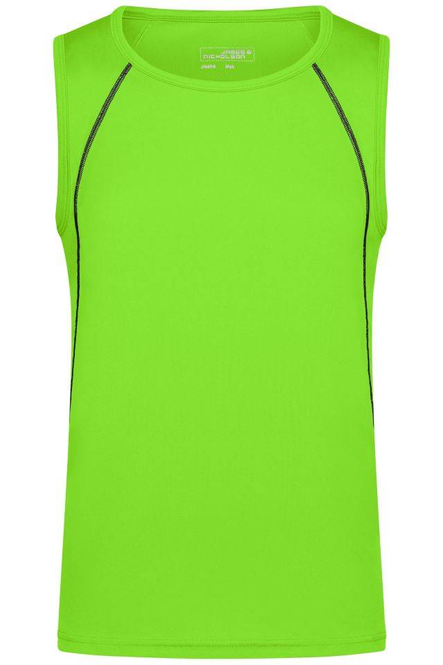 Men's Sports Tanktop Funktions-Top für Fitness und Sport schwarz/grün/neon, Gr. S