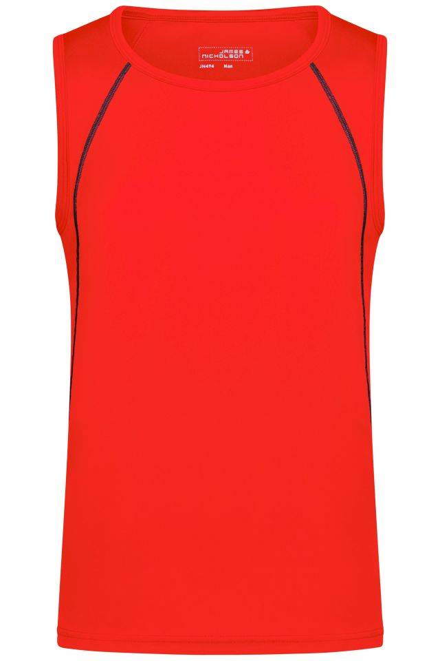 Men's Sports Tanktop Funktions-Top für Fitness und Sport orange/schwarz/neon, Gr. S