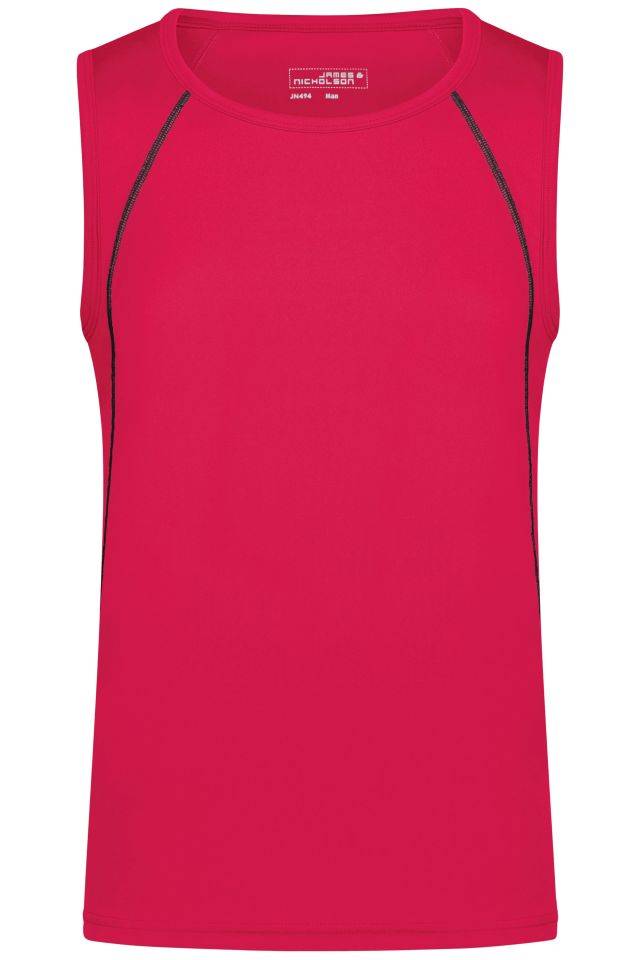 Men's Sports Tanktop Funktions-Top für Fitness und Sport pink/grau/neon, Gr. XL