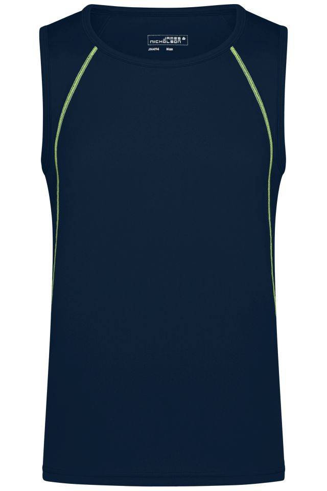 Men's Sports Tanktop Funktions-Top für Fitness und Sport blau/gelb, Gr. XL