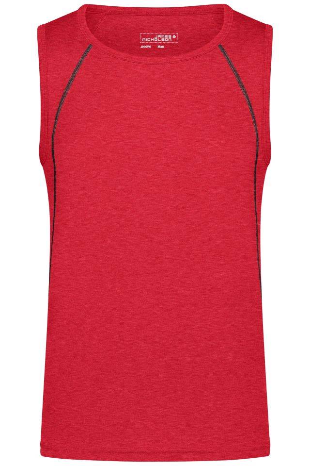 Men's Sports Tanktop Funktions-Top für Fitness und Sport rot/grau, Gr. XXL
