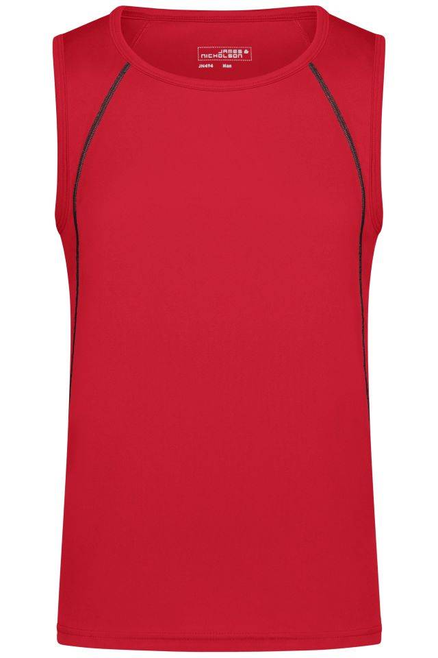 Men's Sports Tanktop Funktions-Top für Fitness und Sport schwarz/rot, Gr. S