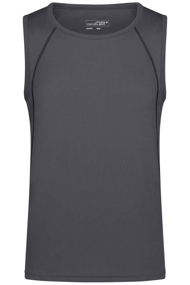 Men's Sports Tanktop Funktions-Top für Fitness und Sport grau/schwarz, Gr. XL
