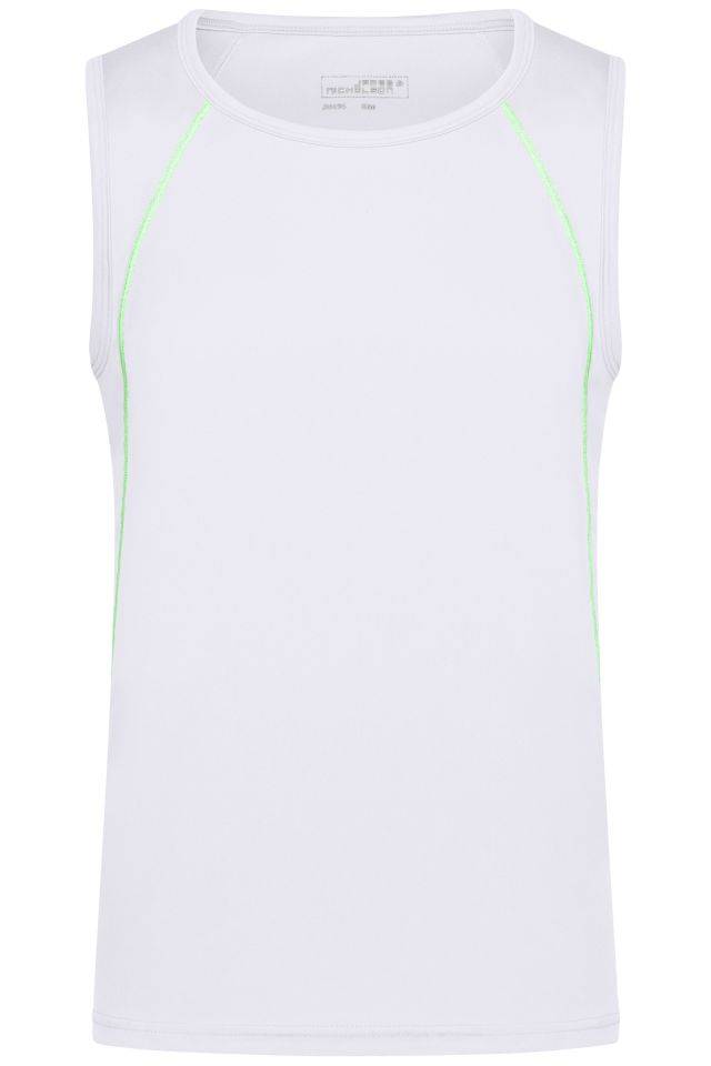 Men's Sports Tanktop Funktions-Top für Fitness und Sport weiß/grün/neon, Gr. S