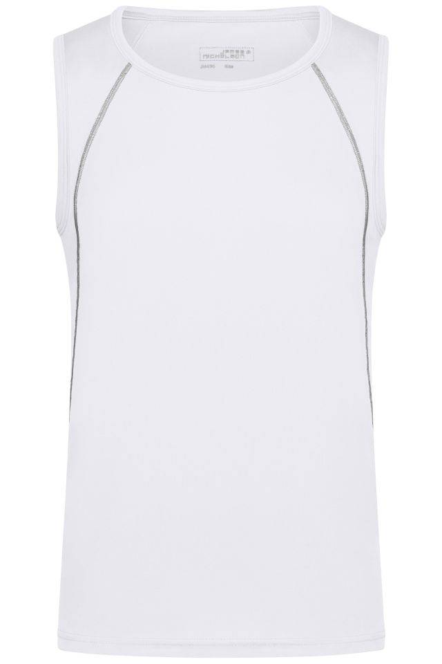 Men's Sports Tanktop Funktions-Top für Fitness und Sport weiß/grau, Gr. M