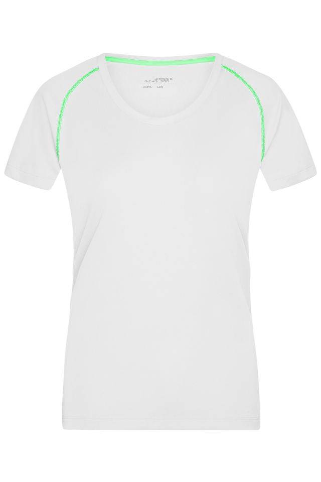 Ladies' Sports T-Shirt Funktions-Shirt für Fitness und Sport weiß/grün/neon, Gr. XXL