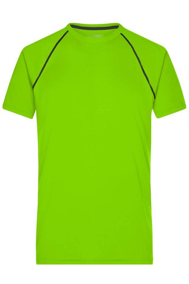 Men's Sports T-Shirt Funktions-Shirt für Fitness und Sport schwarz/grün/neon, Gr. XXL