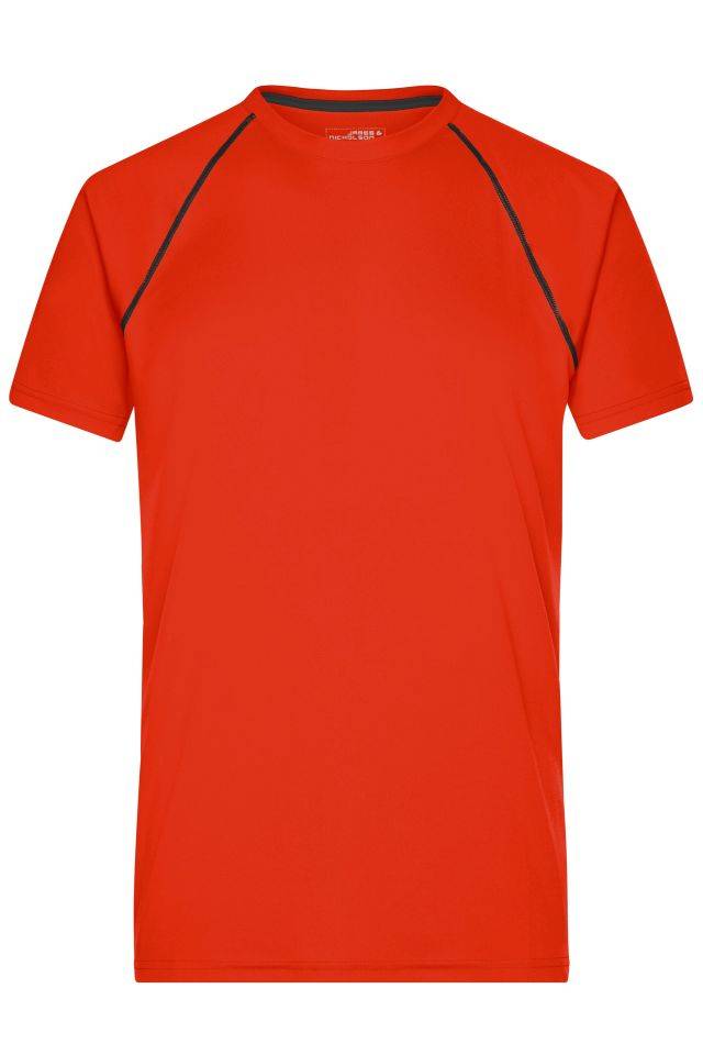 Men's Sports T-Shirt Funktions-Shirt für Fitness und Sport orange/schwarz/neon, Gr. S
