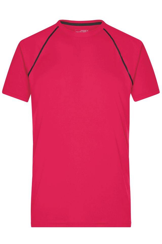 Men's Sports T-Shirt Funktions-Shirt für Fitness und Sport pink/grau/neon, Gr. XL