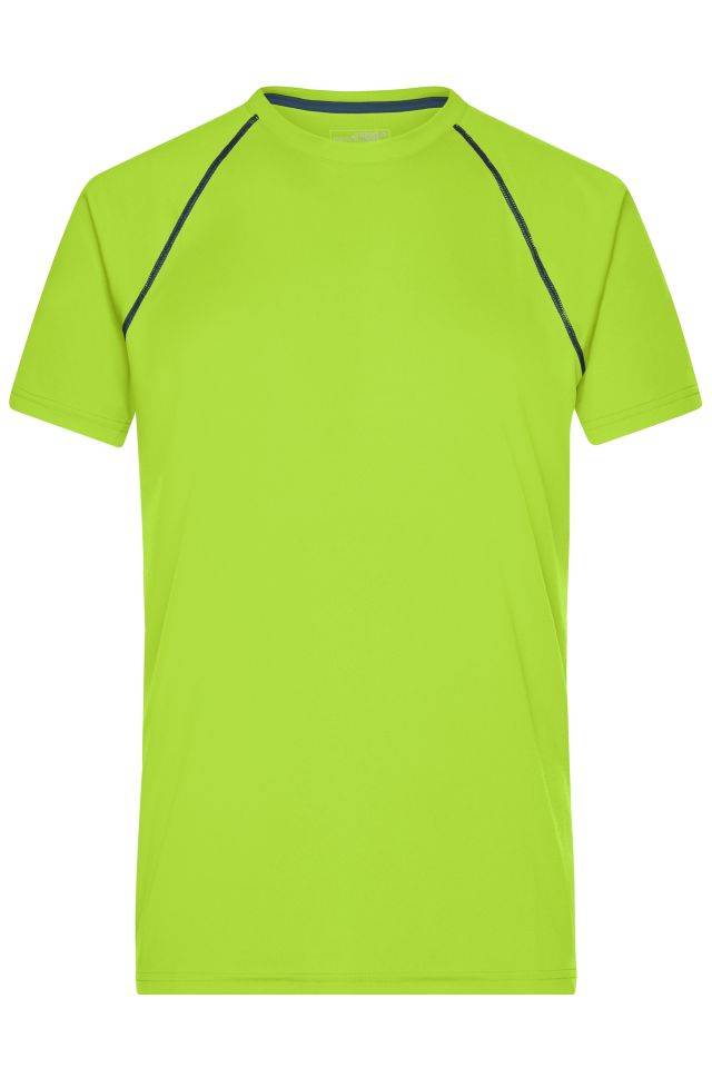 Men's Sports T-Shirt Funktions-Shirt für Fitness und Sport gelb/blau/neon, Gr. XL