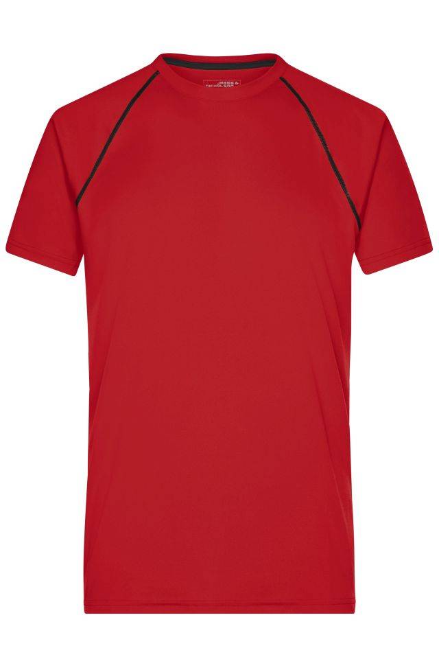 Men's Sports T-Shirt Funktions-Shirt für Fitness und Sport schwarz/rot, Gr. XXL
