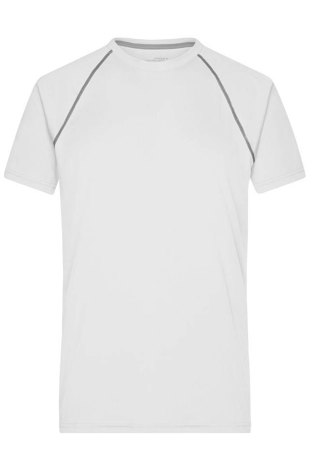Men's Sports T-Shirt Funktions-Shirt für Fitness und Sport weiß/grau, Gr. L