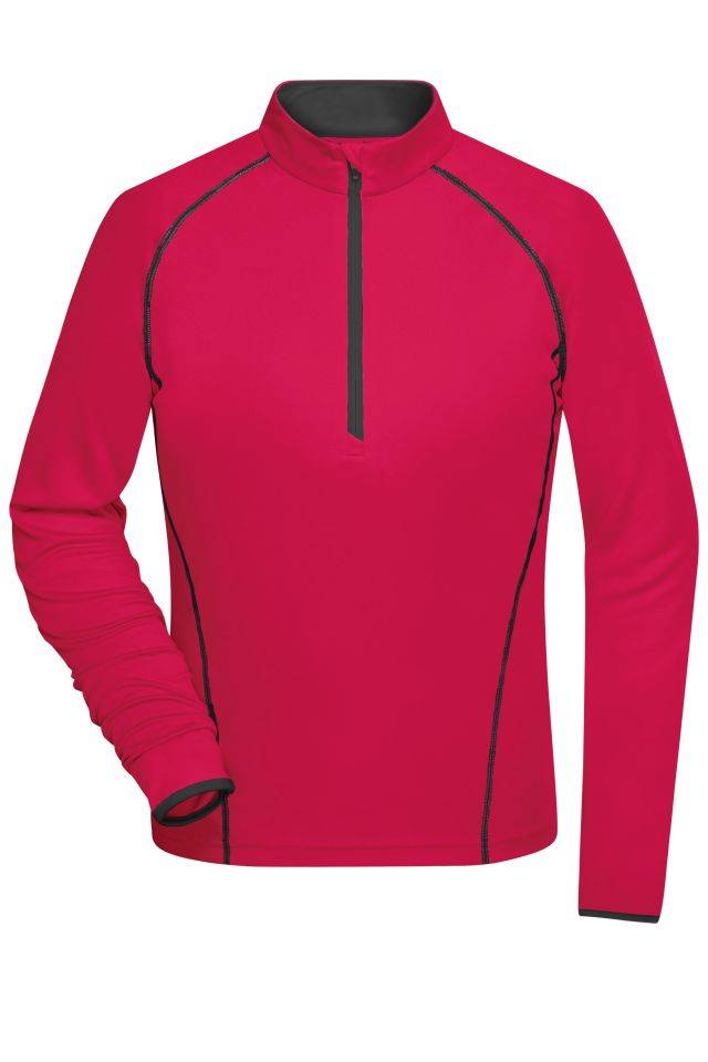 Ladies' Sports Shirt Longsleeve Langarm Funktionsshirt für Fitness und Sport pink/grau/neon, Gr. M