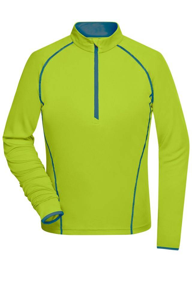 Ladies' Sports Shirt Longsleeve Langarm Funktionsshirt für Fitness und Sport gelb/blau/neon, Gr. S