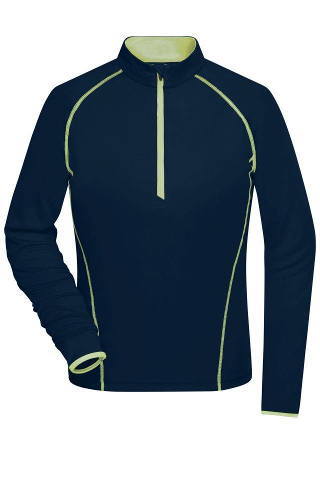 Ladies' Sports Shirt Longsleeve Langarm Funktionsshirt für Fitness und Sport blau/gelb, Gr. L