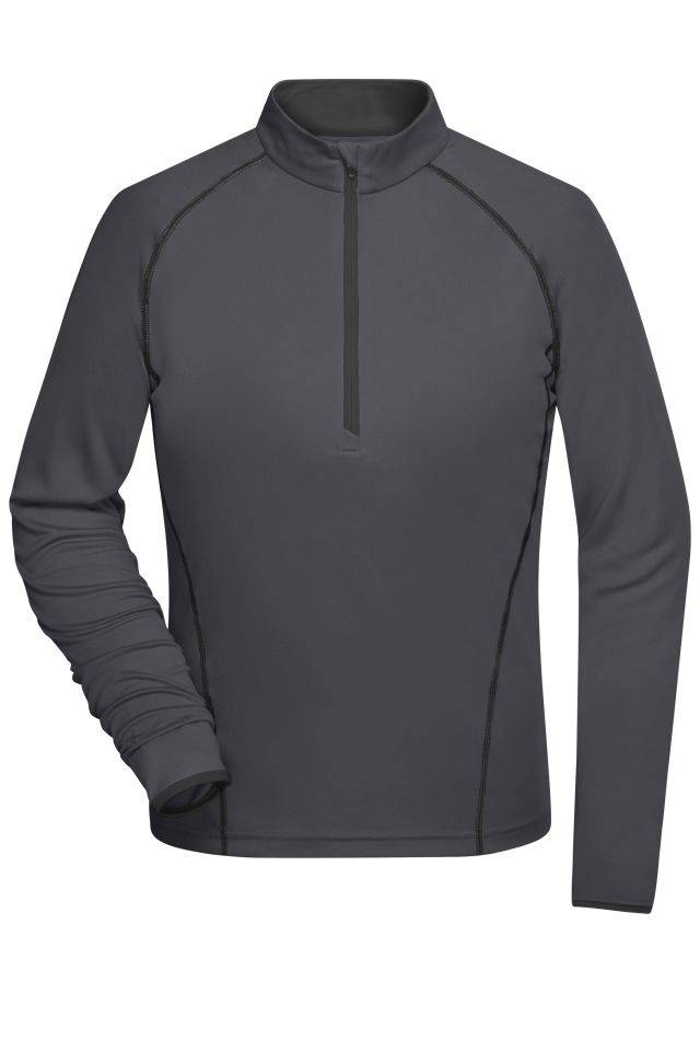 Ladies' Sports Shirt Longsleeve Langarm Funktionsshirt für Fitness und Sport grau/schwarz, Gr. S