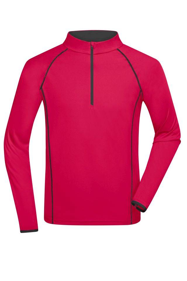 Men's Sports Shirt Longsleeve Langarm Funktionsshirt für Fitness und Sport pink/grau/neon, Gr. M